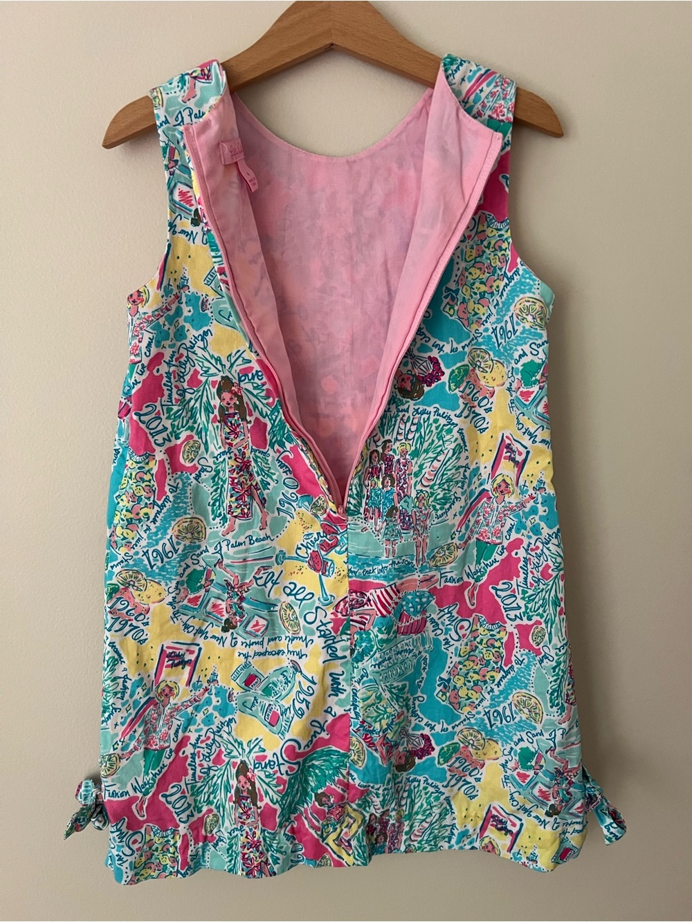Lilly Pulitzer | Girls' Tropical Print Shift Dress Turquoise Pink Yellow Sz 6 - Picture 8 of 12